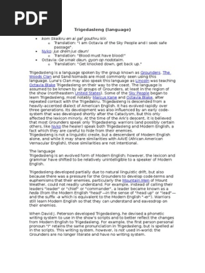 Trigedasleng Language The 100 Grammatical Tense Verb