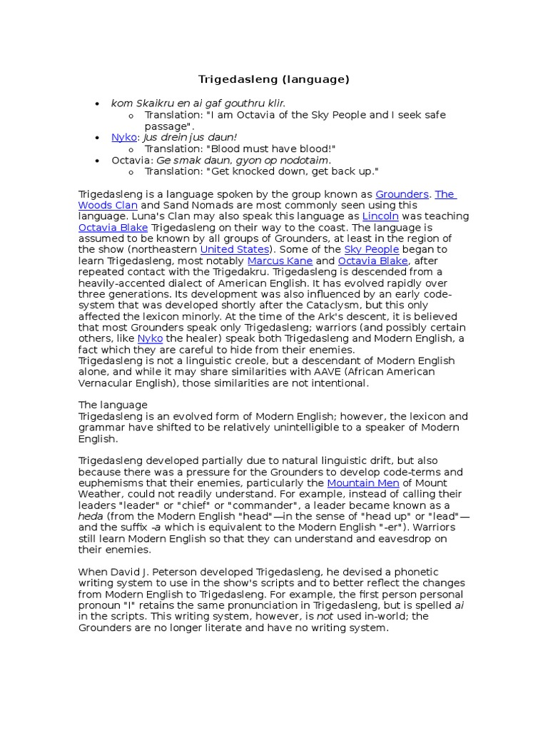 Trigedasleng Language The 100 Grammatical Tense Verb