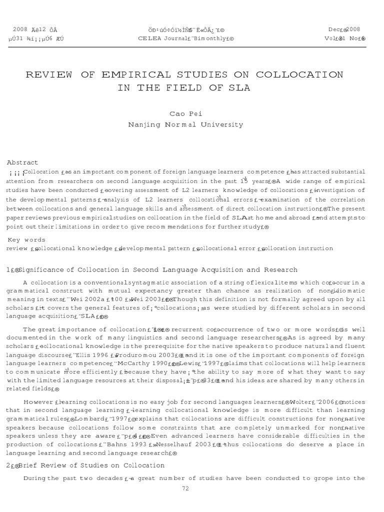 Review of Empirical Studies On Collocation | PDF | Second Language ...