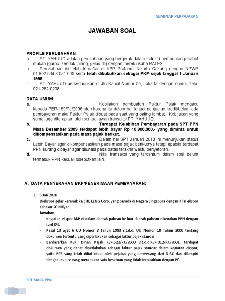 Contoh Soal Spt Ppn Dan Jawabannya Python