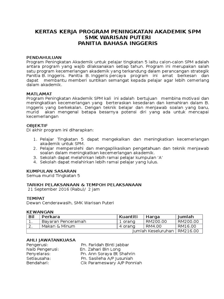 Kertas Kerja Bengkel Spm Pdf