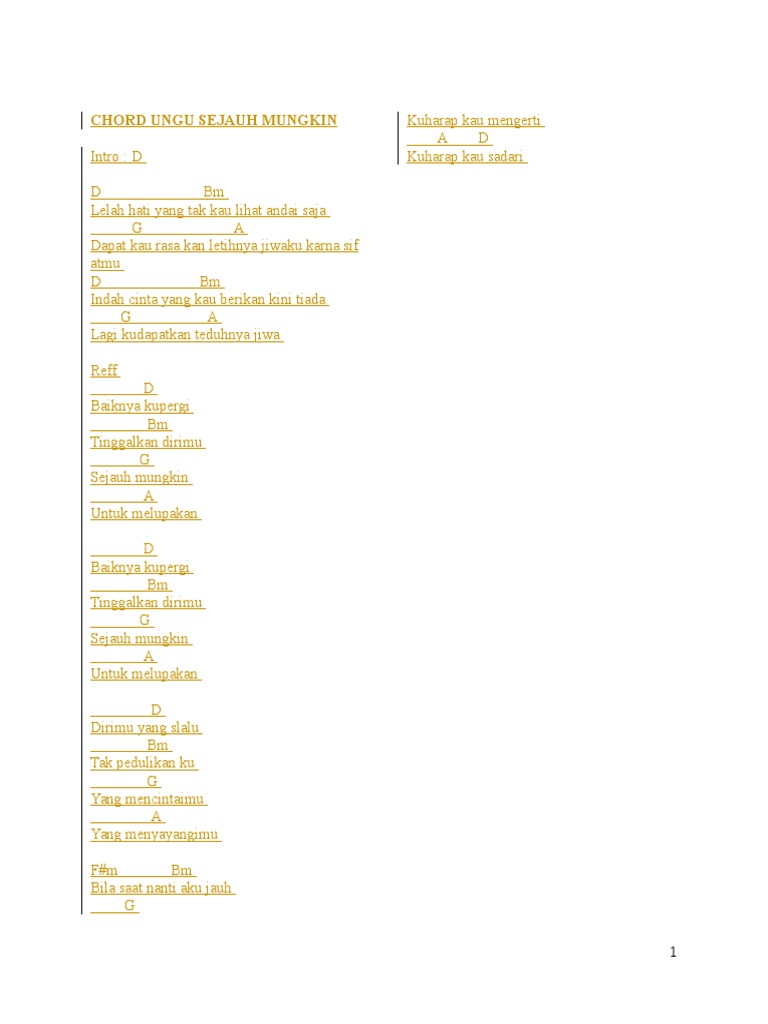 Chord Ungu Sejauh Mungkin