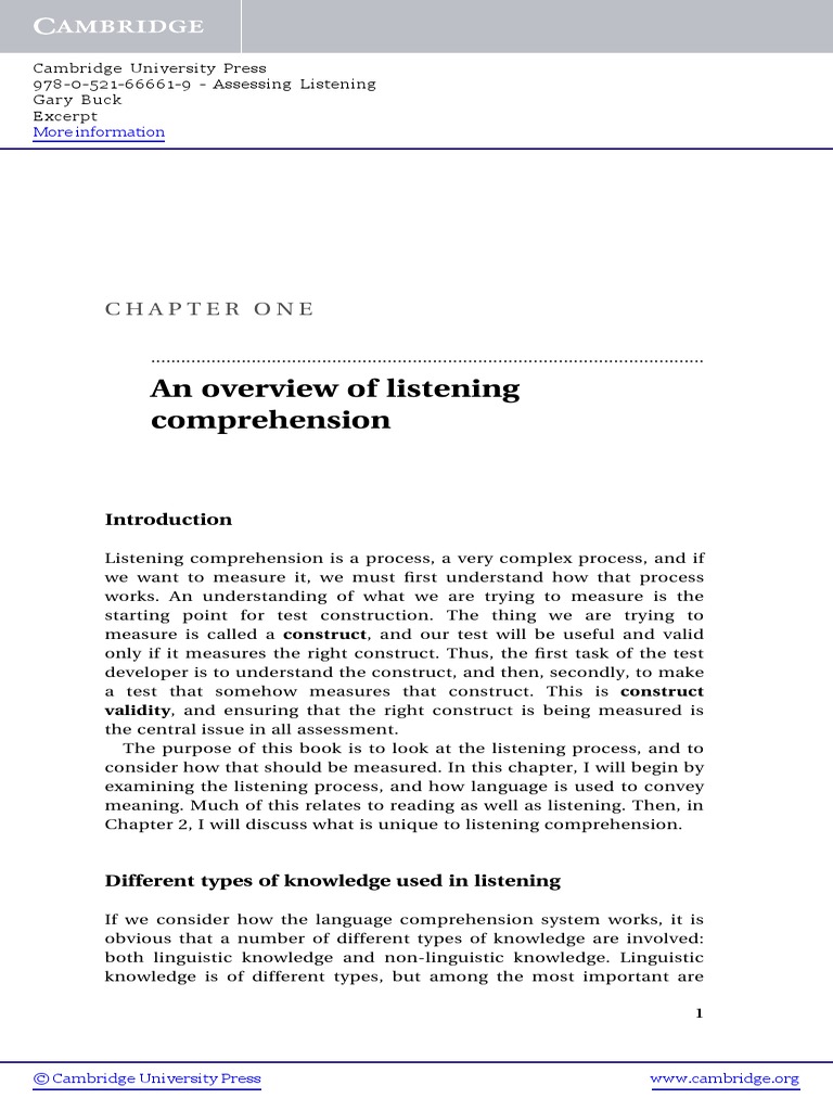 Assessing Listening | PDF | Language Arts & Discipline | Science ...