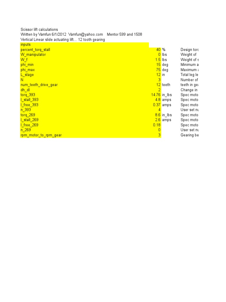 Scissor Lift Calculation PDF