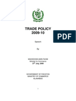 Pakistan Trade Policy 2009-10 Speech