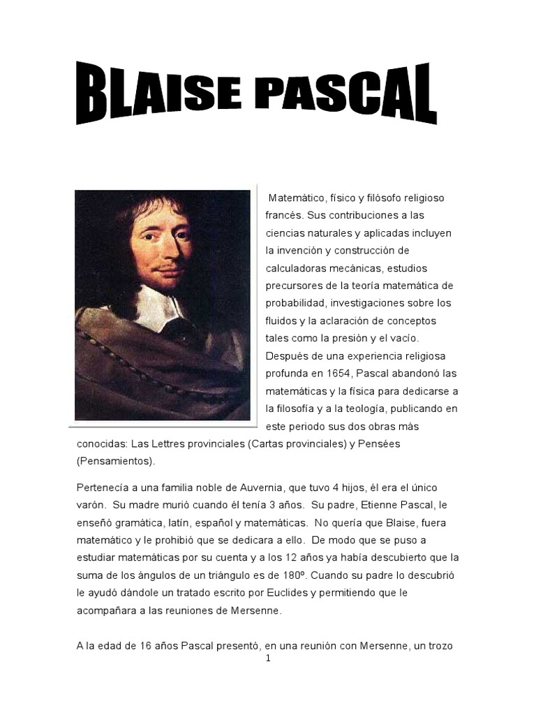 Biografia Blaise Pascal Pdf