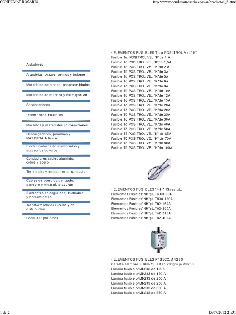 Cartuchos Fusibles de 100 Amp | PDF