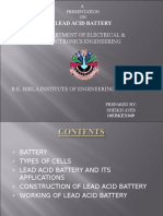 Lead Acid Battery: Department of Electrical & Electronics Engineering