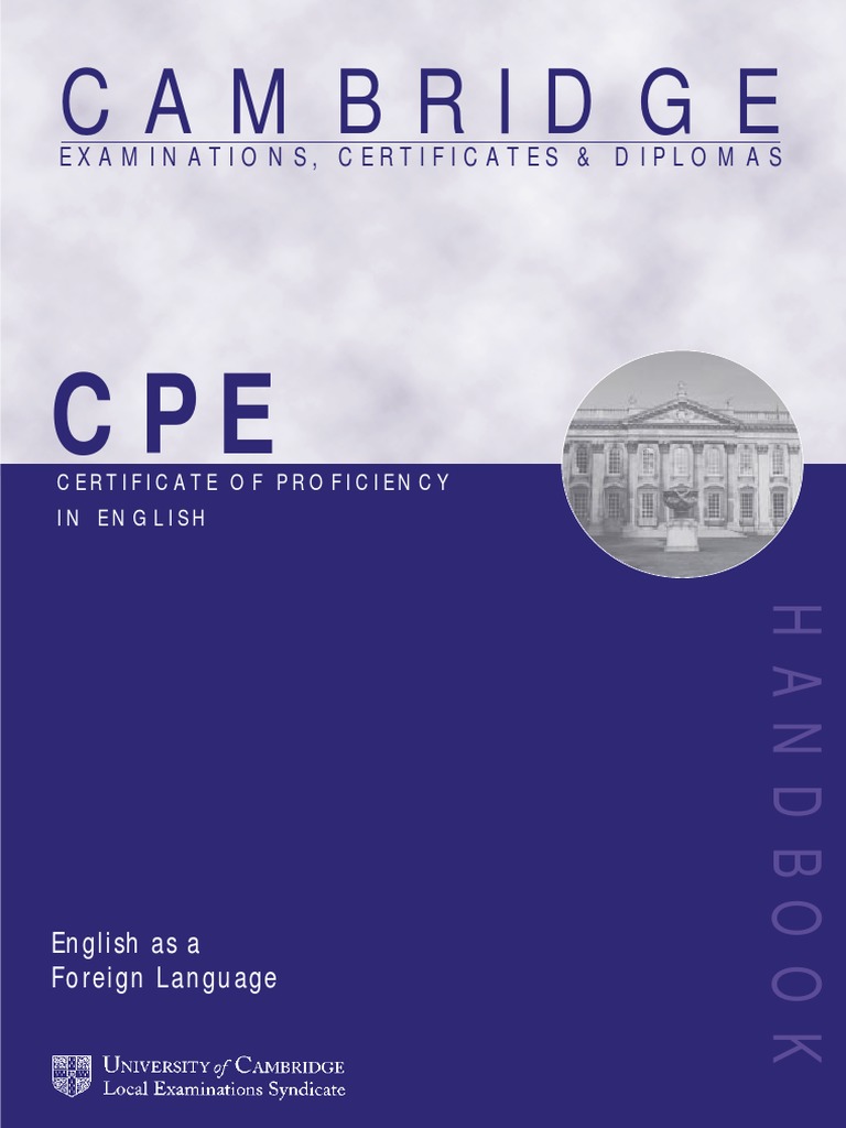 Cambridge CPE Exam Handbook 1998 Test (Assessment) Phrase