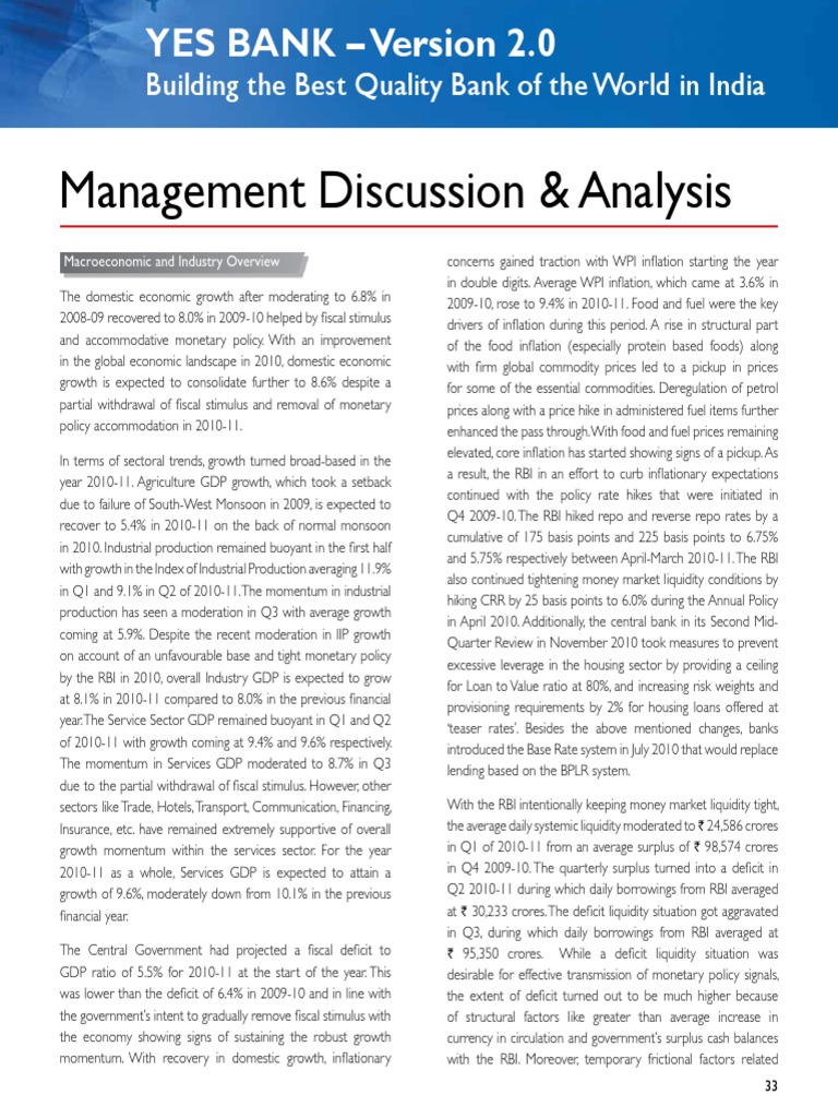 Management Discussion and Analysis 2015 | PDF | Reserve Bank Of India ...