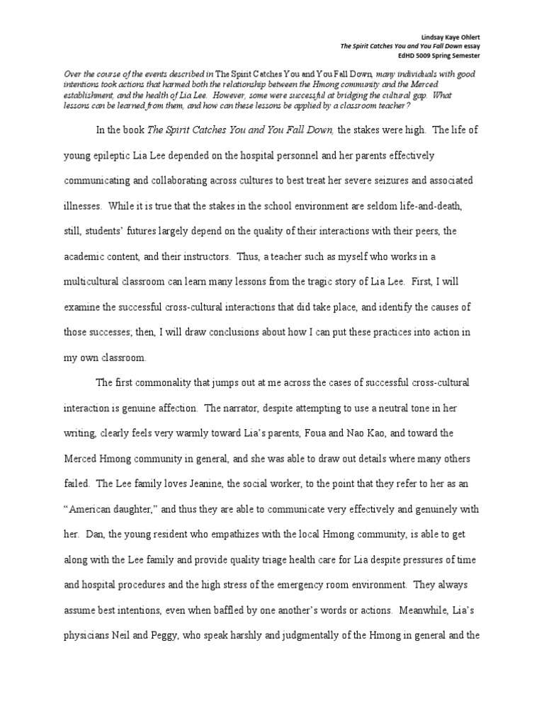 The spirit catches you and you fall down essay image