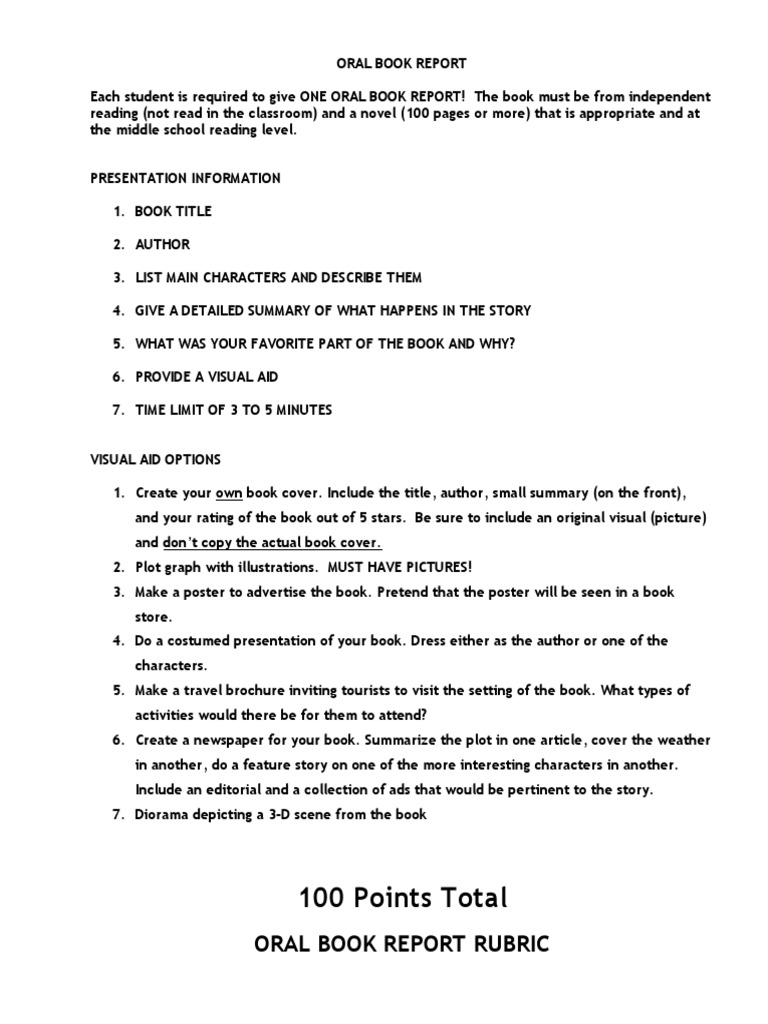 Canned book report rubric 08 image