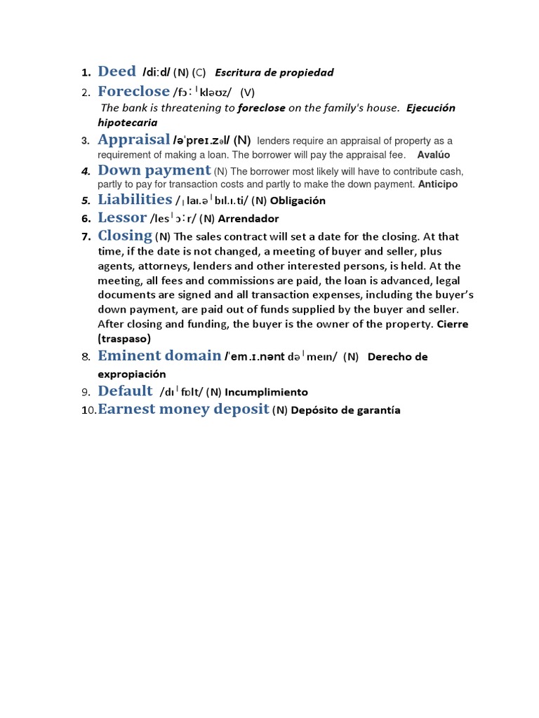 Real Estate Vocabulary PDF