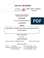 Vulnérabilité, Et Évaluation Des Ressoures en Eau Dans l'Xtréme Nord-Est Algérien.