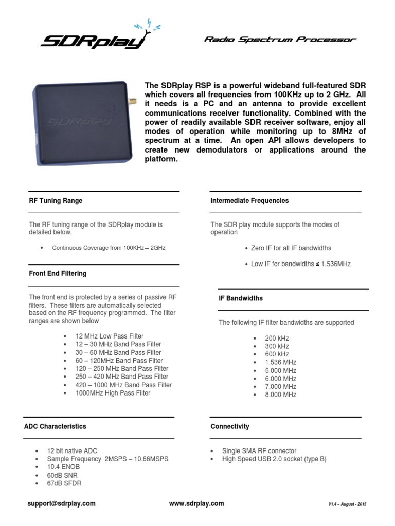 SDRplay RSP Duo Overview and Specs | PDF | Frequency Modulation ...