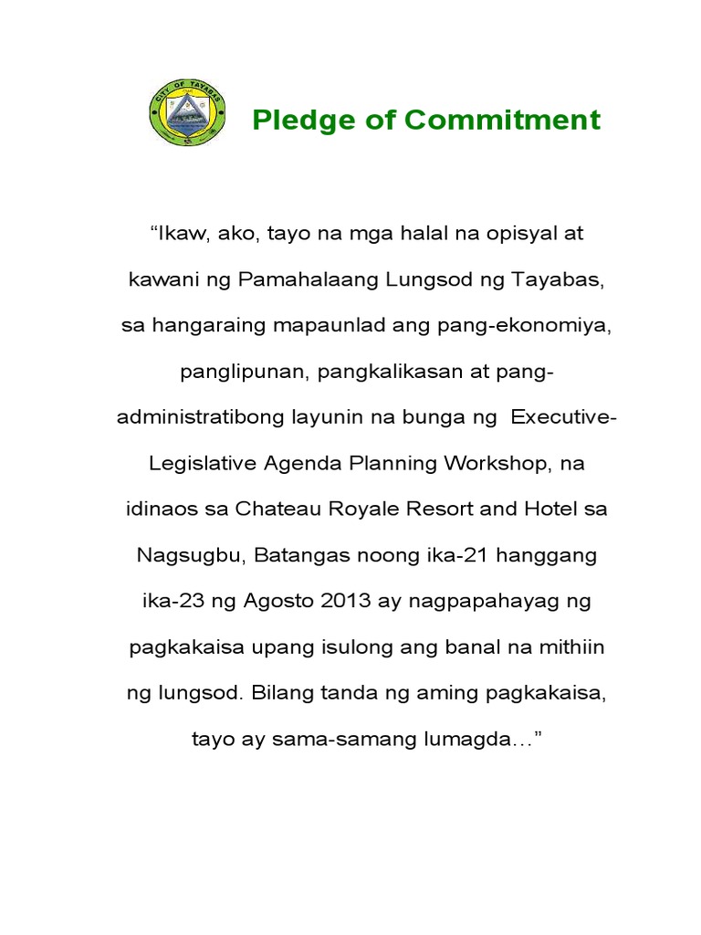Pledge of commitment pdf