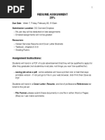 Resume Assignment and Rubric