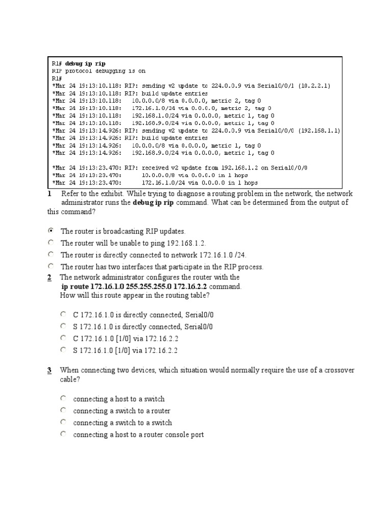 Ccna 2 Erouting Final Exam 11.04. 2010 | PDF | Routing | Router (Computing)