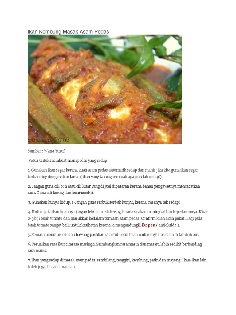 Resipi Asam Pedas Ikan Sembilang