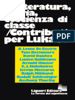 Letteratura Storia Coscienza Di Classe Contributi Per Lukacs