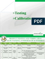 Testing & Calibration Schedule