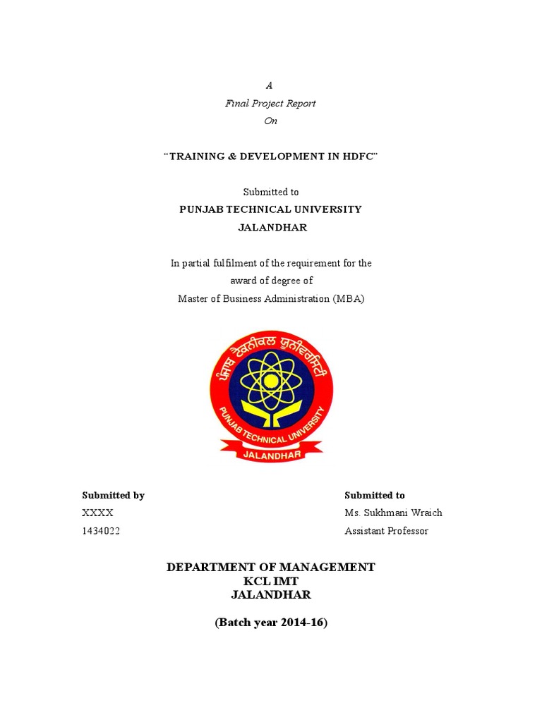 HDFC Training & Development Report | PDF
