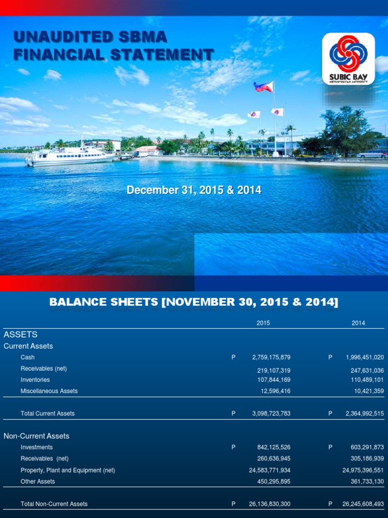 SBMA 2015 Financial Statement Summary | PDF | Expense | Balance Sheet
