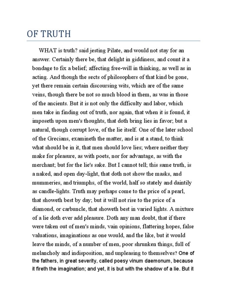 of truth essay pdf