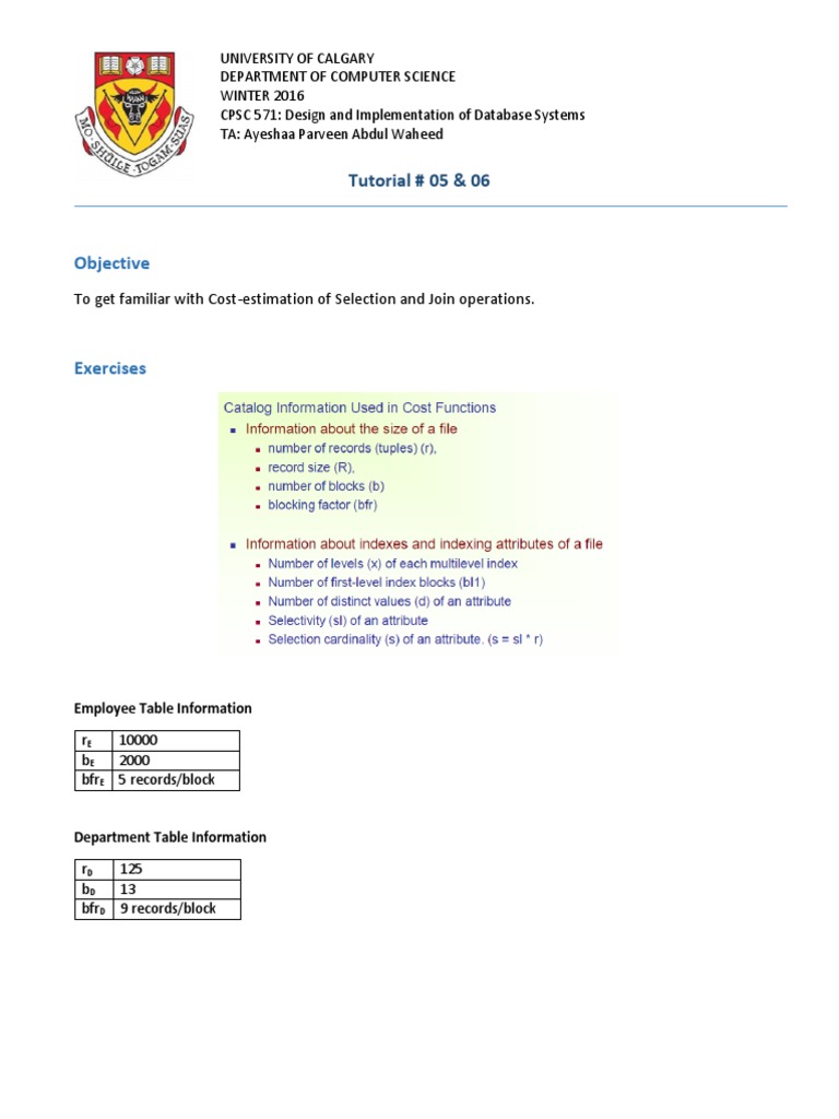 Cost Estimation for Database Operations | PDF | Database Index ...