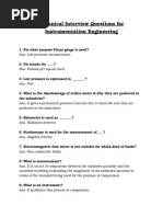 Technical Interview Questions For Instrumentation Engineering