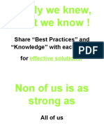 If Only We Knew, What We Know !: Share "Best Practices" and "Knowledge" With Each Other, For