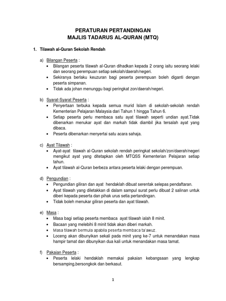 Contoh Kertas Kerja Mtq Peringkat Sekolah
