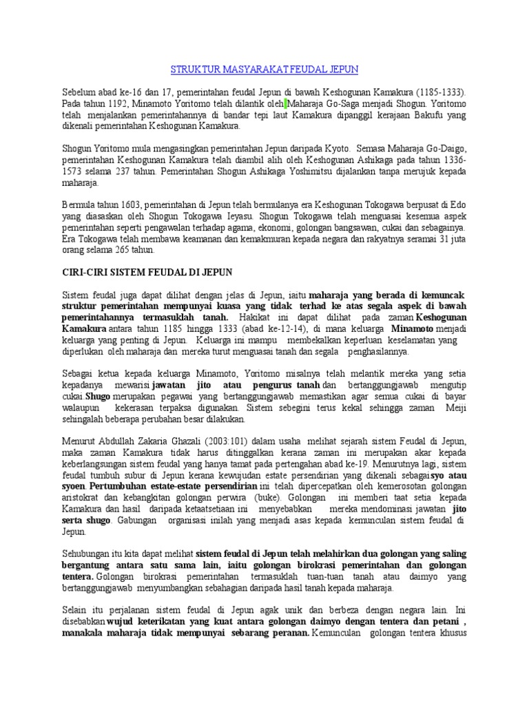 Masyarakat Feudal Jepun Pdf