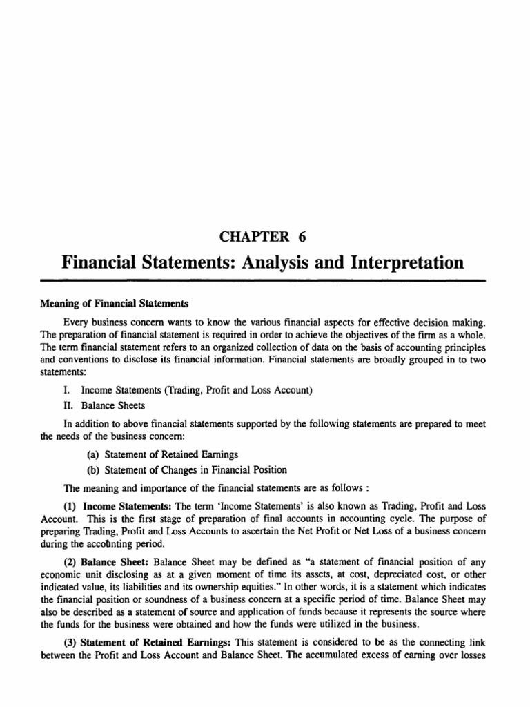 Chapter 6 Financial Statements Analysis And Interpretation Balance Sheet Income Statement