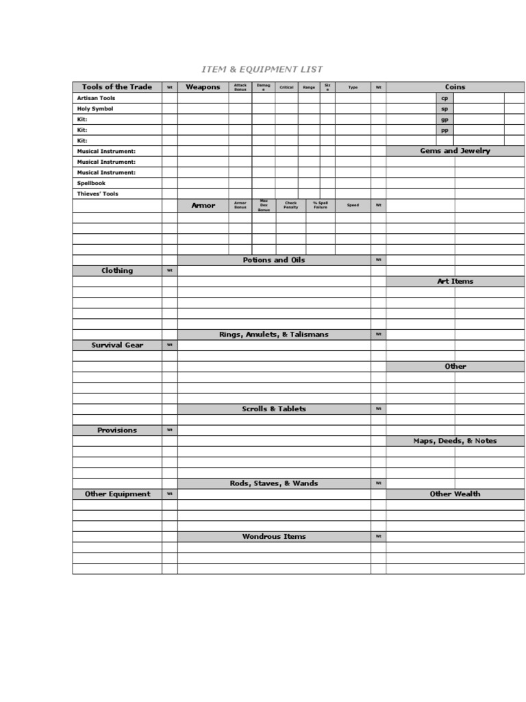 Comprehensive Equipment Inventory List | PDF | Law