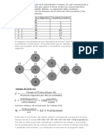 Proceso de 8 tareas con diagrama de precedencia