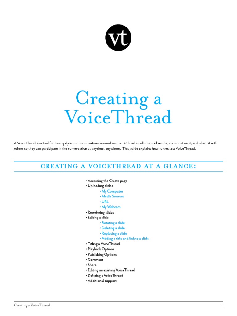How to Create a VoiceThread Guide | PDF | Cyberspace | Media Technology