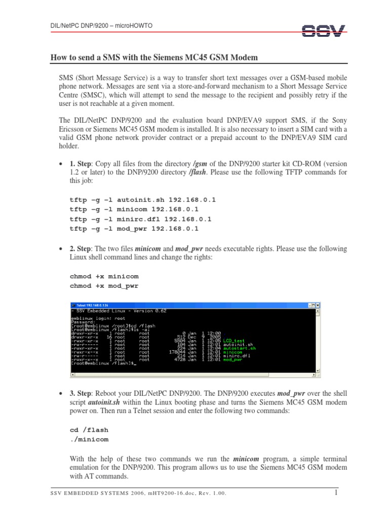Siemens MC45 GSM Modem at Commands | PDF | Short Message Service ...