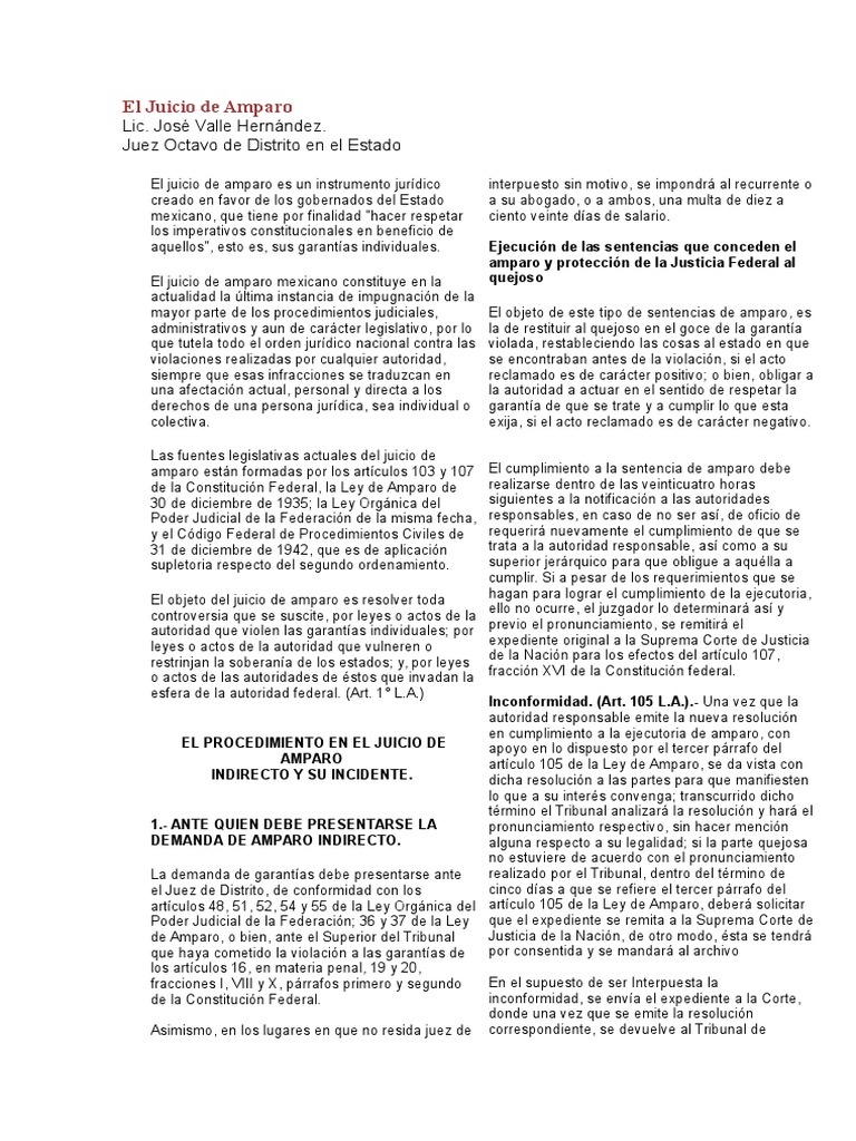El Juicio de Amparo | PDF | Juez | Sentencia (Ley)