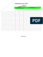 Planilla de Excel de Recetas