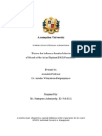 Assumption University: "Factors That Influence Donation Behavior of Friends of The Asian Elephant (FAE) Foundation"