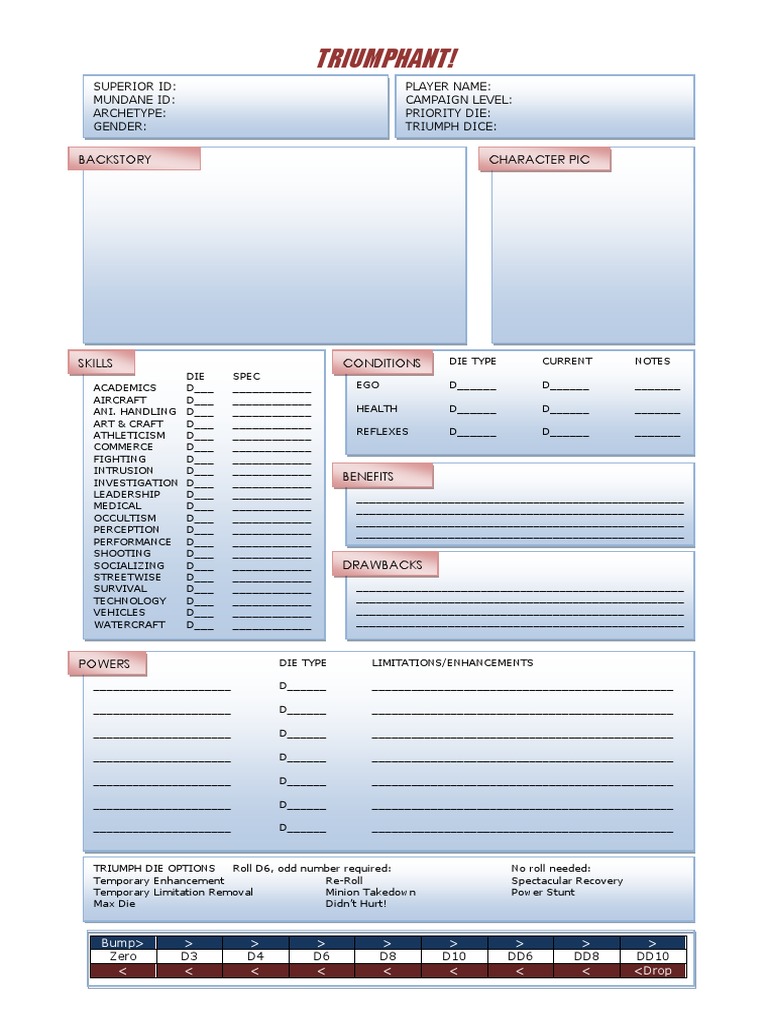 Triumphant RPG Character Sheet | PDF