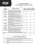 Argumentative Writing Checklist