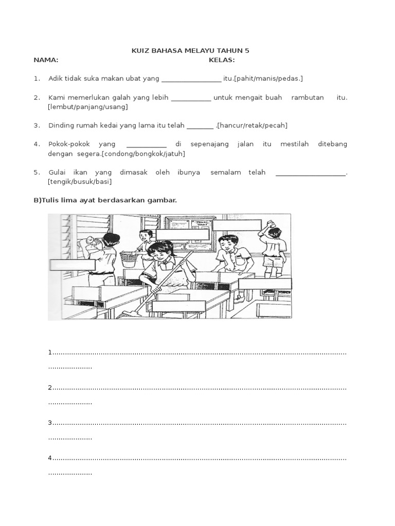 Kuiz Bahasa Melayu Tahun 5  PDF