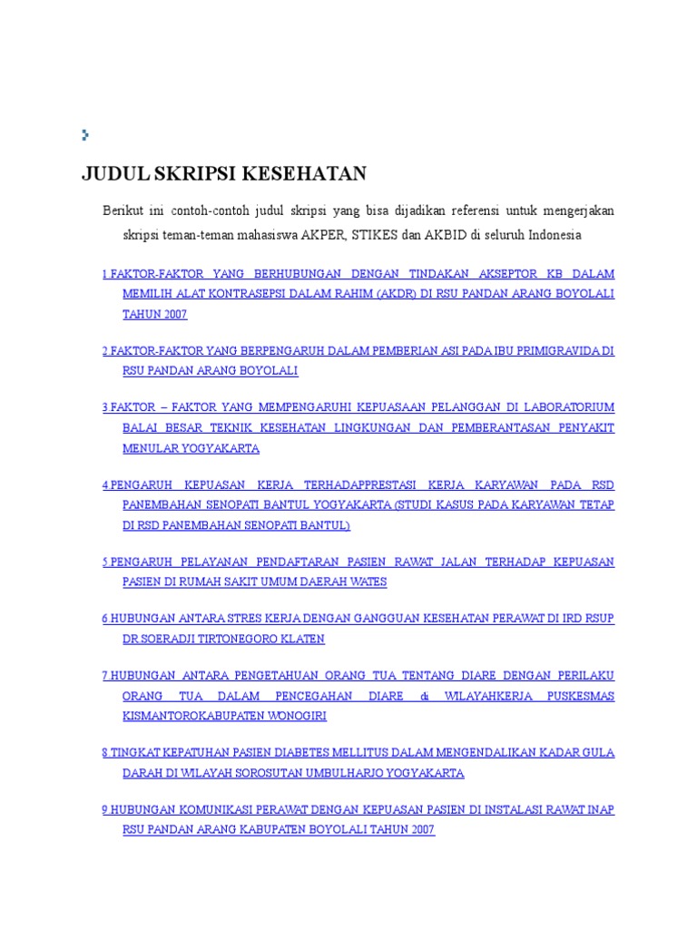 Judul Skripsi Kesehatan