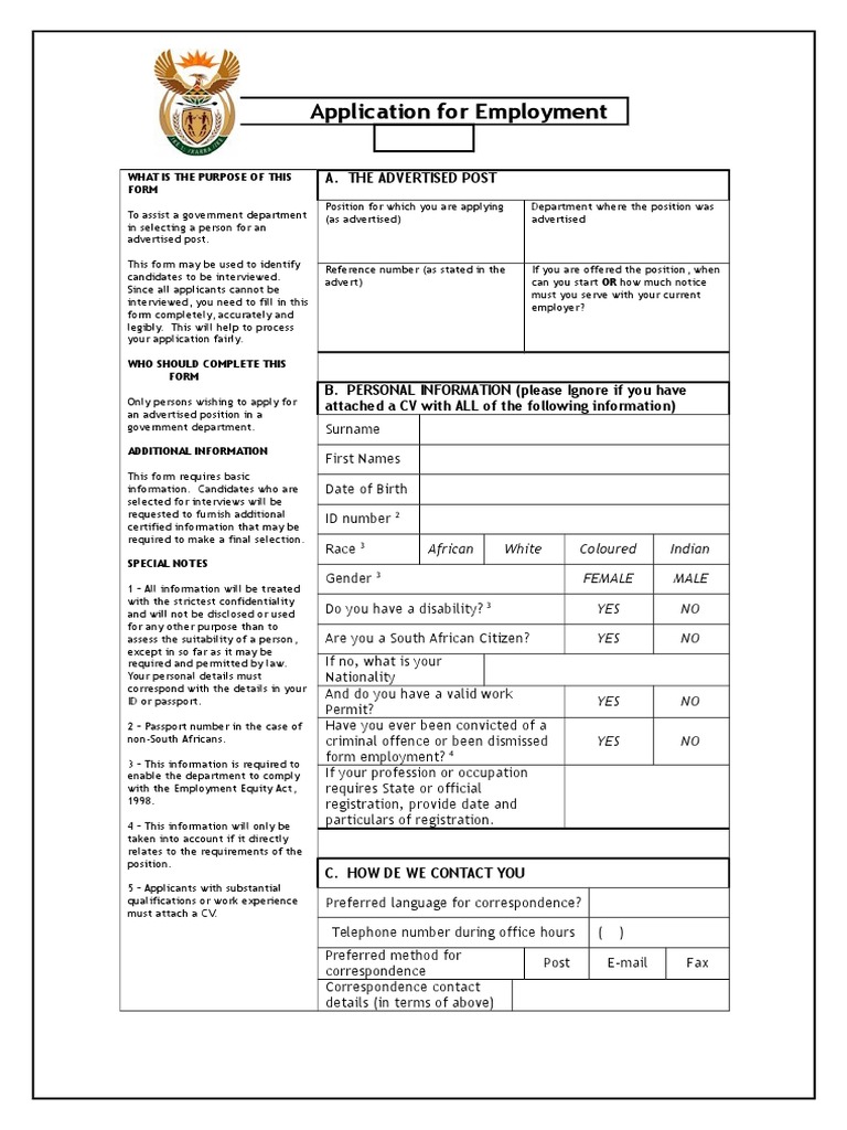 z83 application for employment Government Politics