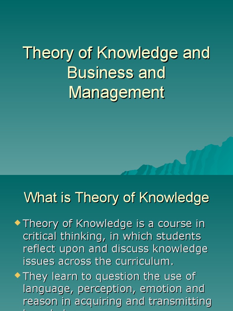 Theory of Knowledge in Business Management | PDF | Shepherd | Epistemology