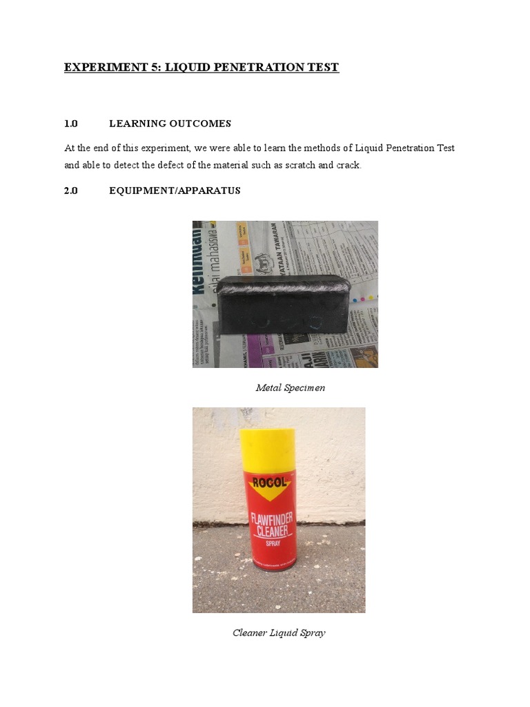 Liquid Penetration Test | PDF | Nondestructive Testing | Mechanical ...