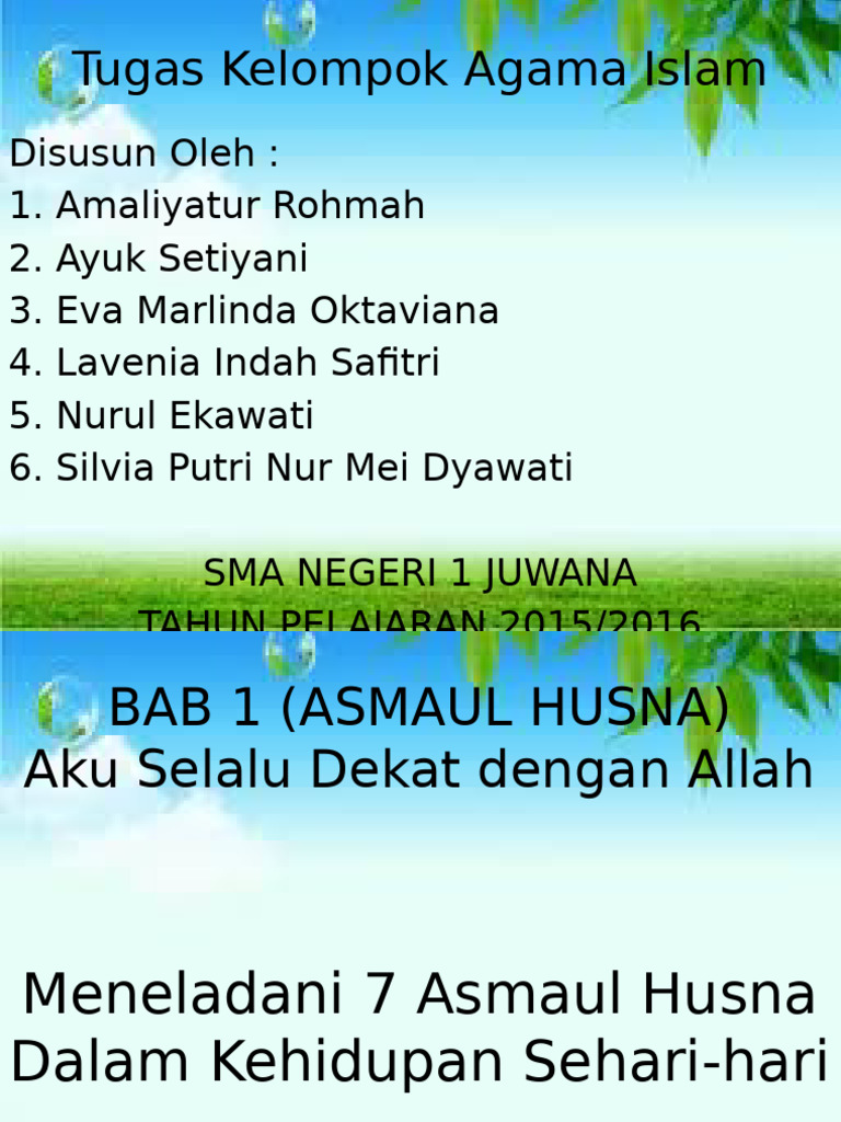 Mata Pelajaran Pendidikan Agama Islam Bab 1 (Asmaul Husna) kelas X