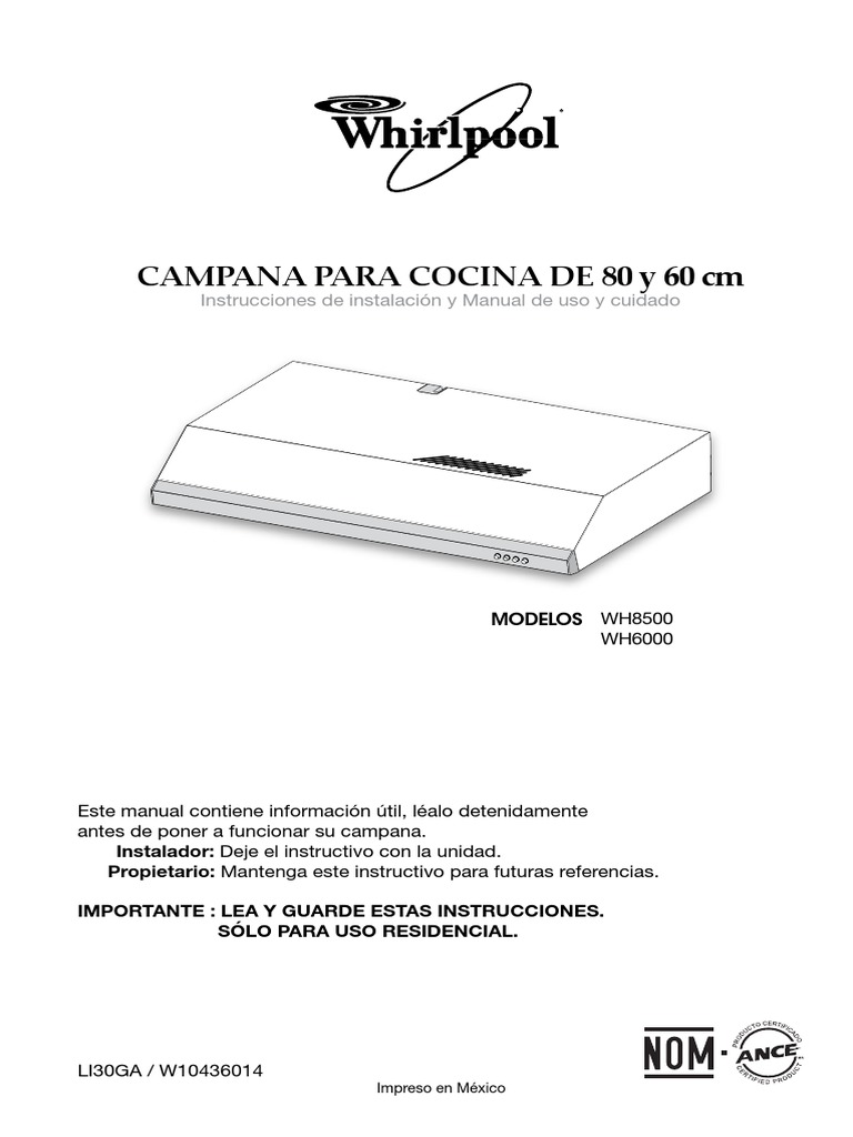 Campana Manual PDF Herramientas Estufa de cocina